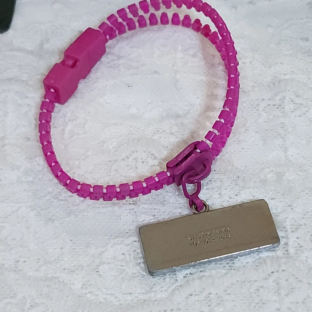 Kids Pink Zipper Bracelet with Love Charm